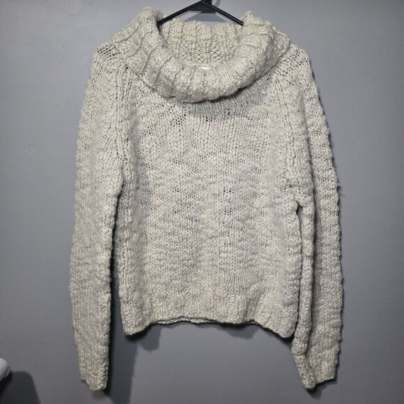Mossimo Supply Chunky Knit 50% Wool Cowl Neck Beige Sweater Deadstock Heavy/Warm - Picture 1 of 5